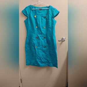 Hobbs Women's Flax Linen Cap Sleeve Dress Sz 12 US